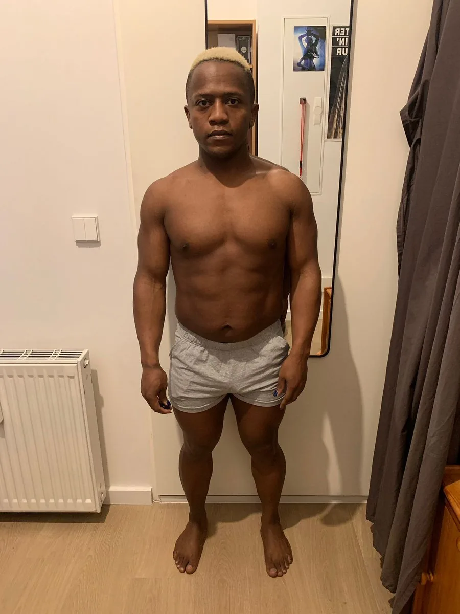 James fitness transformation after 1 year of personal training with Coach Luki — Body recomposition & visible muscle definition
